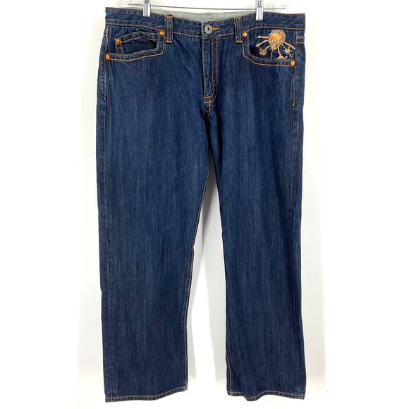 Azzure Voodoo Collection Wide Leg Dark Blue Wash Men's Blue Jeans Size 40 - Picture 6 of 8